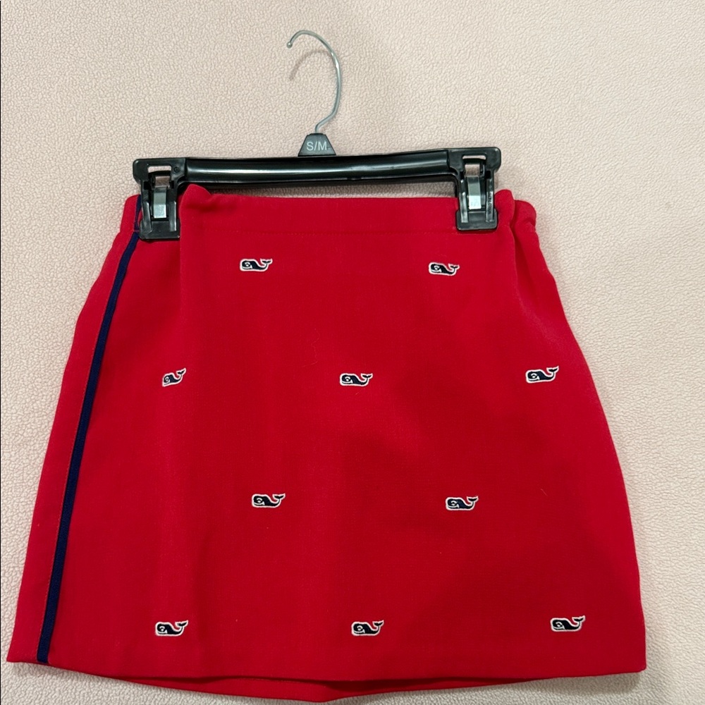Vineyard Vines Red Mini Skirt with Whale Design